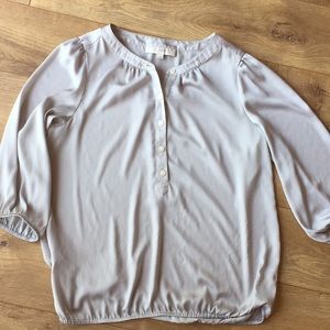 ***Silver gray button popover blouse LOFT Medium / 3 for $25